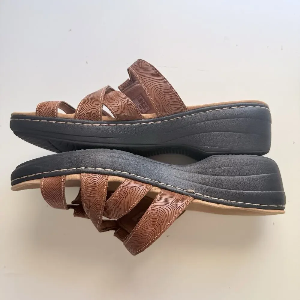 Clarks Samdals Women 11 Merliah Karli 26158235 Tan Leather Comfort